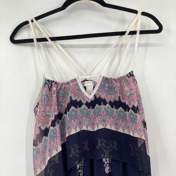 Agaci Boho Strappy Navy Maxi Dress Vacation Beach Women’s Medium - Picture 3 of 14